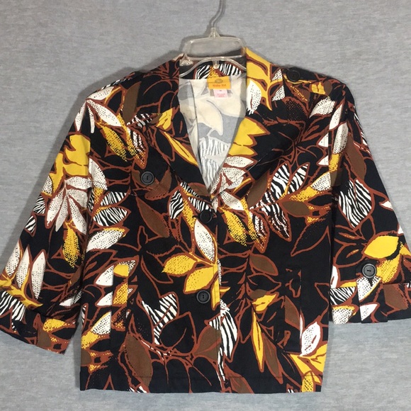 RUBY ROAD Big Button Boxy Fit Oversized Jacket w/Pleated Back Military Shoulder - Picture 3 of 16